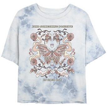 Juniors' Find Something Positive In Each Day Vintage Bombard Wash Cropped Tee