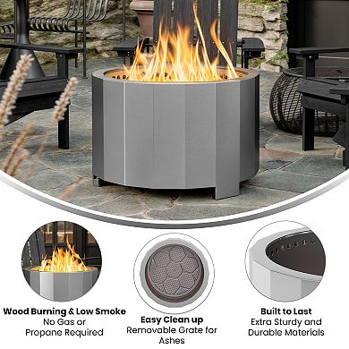 Merrick Lane Portable Smokeless Wood Burning Firepit with Cover