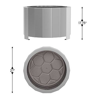 Merrick Lane Portable Smokeless Wood Burning Firepit with Cover