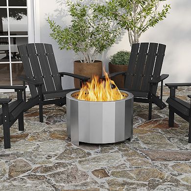 Merrick Lane Portable Smokeless Wood Burning Firepit with Cover