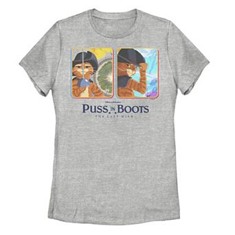Juniors' Puss In Boots The Last Wish Character Boxes Graphic Tee