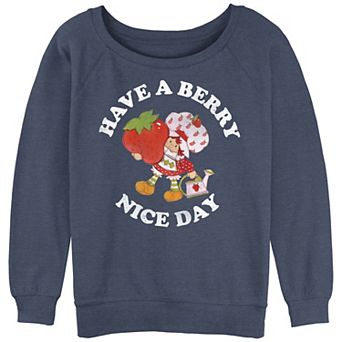 Juniors' Strawberry Shortcake Have a Berry Nice Day Slouchy Terry Graphic Pullover