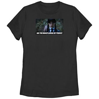 Juniors' Wednesday Are You Mansplaining My Power Meme Graphic Tee