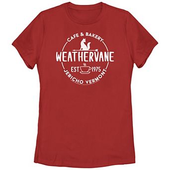 Juniors' Wednesday Weathervane Coffee Shop Logo Graphic Tee