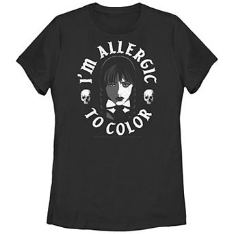 Juniors' Wednesday I'm Allergic To Color Graphic Tee