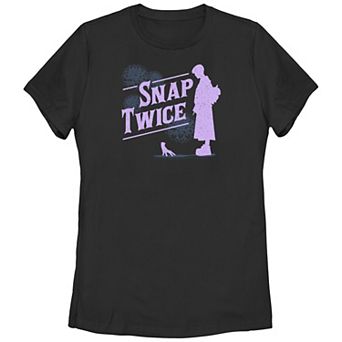 Juniors' Wednesday Snap Twice Purple Silhouette Graphic Tee