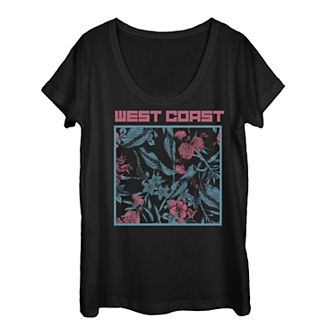 Juniors' Plus West Coast Flower Print Graphic Tee