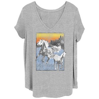 Juniors' Plus Running Horses in Liberty Graphic Tee