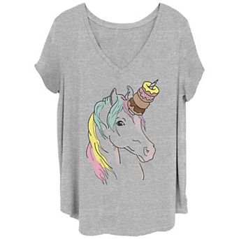 Juniors' Plus Unicorn With Donuts Graphic Tee