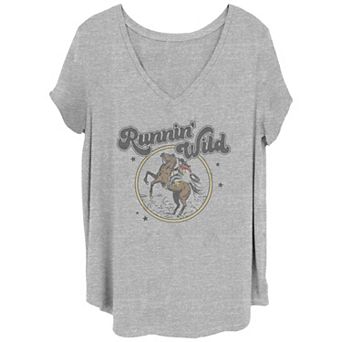 Juniors' Plus Runnin' Wild Redux Circle Logo Graphic Tee