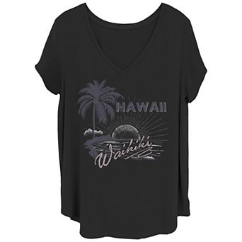 Juniors' Plus Hawaii Waikiki Beach Graphic Tee