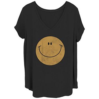 Juniors' Plus Vintage Happy Face Graphic Tee
