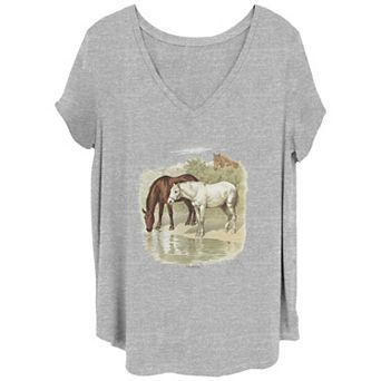 Juniors' Plus Vintage Horses Graphic Tee