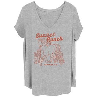 Juniors' Plus Sunset Ranch Horse Graphic Tee