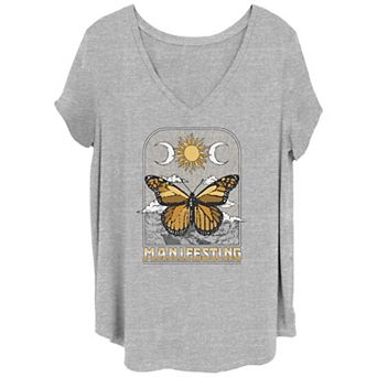 Juniors' Plus Manifesting Monarch Butterfly Graphic Tee
