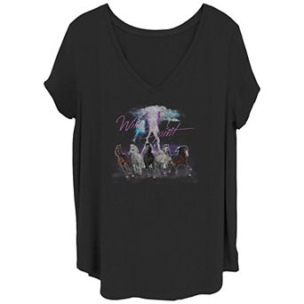 Juniors' Plus Wild Spirit Horses Graphic Tee