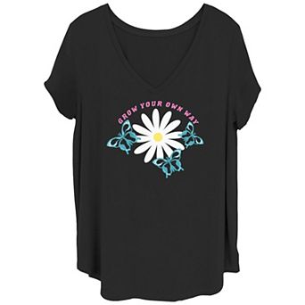 Juniors' Plus Grow Your Own Way Butterfly Graphic Tee