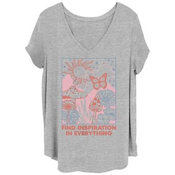 Juniors' Plus Find Inspiration In Everything Butterfly Graphic Tee