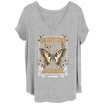 Juniors' Plus Enjoy The Journey Butterfly Graphic Tee