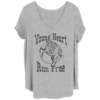 Juniors' Plus Size Young Heart Run Free Graphic Tee