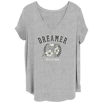 Juniors' Plus Size Dreamer V-Neck Tee
