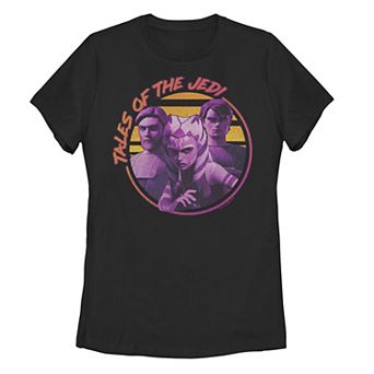 Juniors' Star Wars Tales Of The Jedi Ahsoka Tano Obi-Wan Kenobi Anakin Skywalker Sunset Graphic Tee