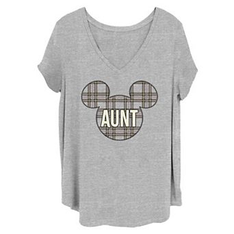 Disney's Mickey Mouse Juniors' Plus Size Plaid Aunt Graphic Tee
