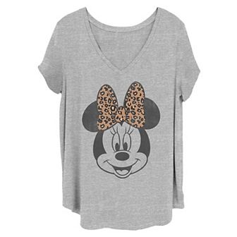 Disney's Minnie Mouse Juniors' Plus Size Leopard Print Bow Graphic Tee