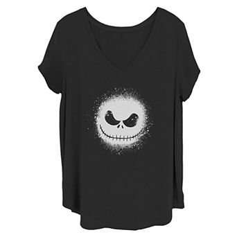 Disney's The Nightmare Before Christmas Juniors' Plus Size Jack Paint Splatter V-Neck Graphic Tee