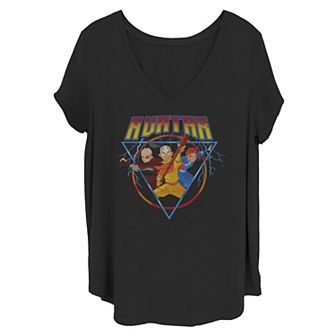 Juniors' Plus Avatar The Last Airbender Lightning Triangle V-Neck Graphic Tee