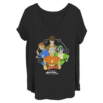 Juniors' Plus Avatar The Last Airbender 4 Element Masters V-Neck Graphic Tee