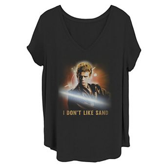 Juniors' Plus Star Wars No Sand Burnt V-Neck Graphic Tee