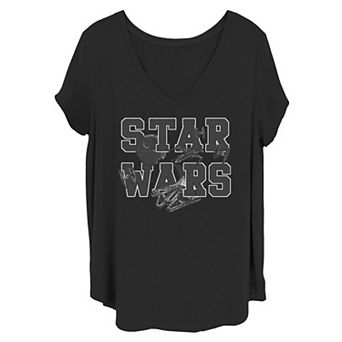 Juniors' Plus Star Wars Space Battle V-Neck Graphic Tee