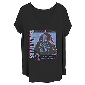 Juniors' Plus Star Wars Darth Vader Pastel Portrait V-Neck Graphic Tee