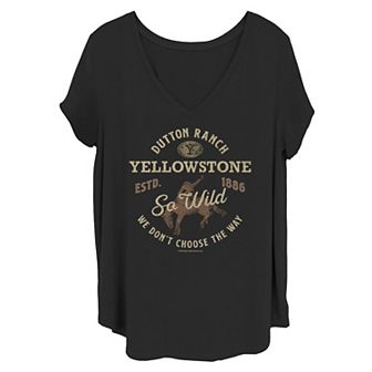 Juniors' Plus Yellowstone We Don't Choose the Way V-Neck Graphic Tee