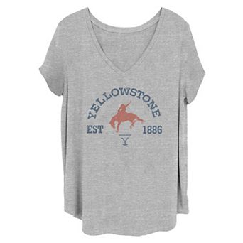 Juniors' Plus Size Yellowstone Cowboy Riding Logo Graphic Tee