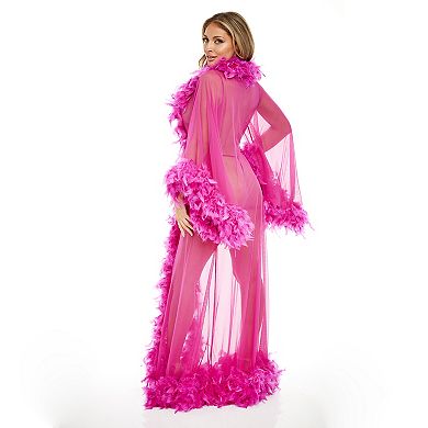Women's Oh La La Cheri Faux Feather Long Robe LK-10973