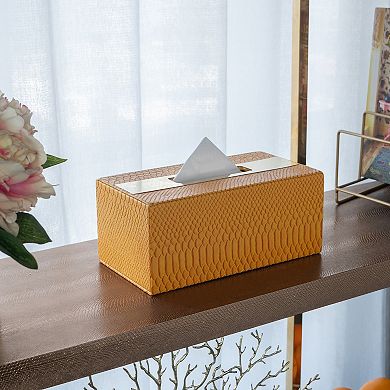 A&B Home Faux Leather Tissue Box Cover Table Decor