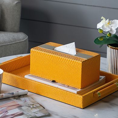 A&B Home Faux Leather Tissue Box Cover Table Decor