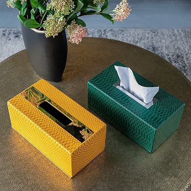 A&B Home Faux Leather Tissue Box Cover Table Decor