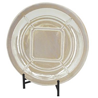 A&B Home Shelby Iridescent Glaze Ceramic Charger Plate & Stand Table Decor