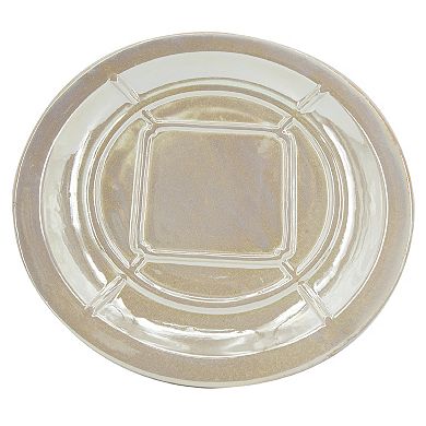 A&B Home Shelby Iridescent Glaze Ceramic Charger Plate & Stand Table Decor