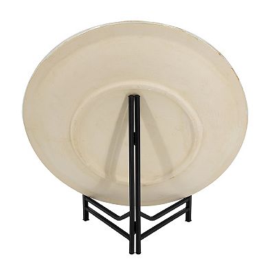 A&B Home Shelby Iridescent Glaze Ceramic Charger Plate & Stand Table Decor