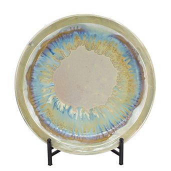A&B Home Remy Reactive Glaze Ceramic Charger Plate & Stand Table Decor