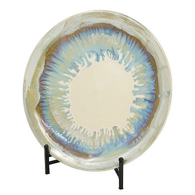 A&B Home Remy Reactive Glaze Ceramic Charger Plate & Stand Table Decor