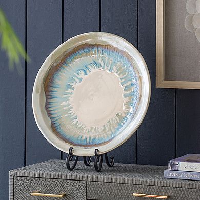 A&B Home Remy Reactive Glaze Ceramic Charger Plate & Stand Table Decor