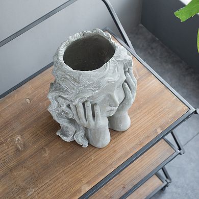 A&B Home Girl Statue Planter Table Decor