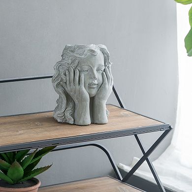 A&B Home Girl Statue Planter Table Decor