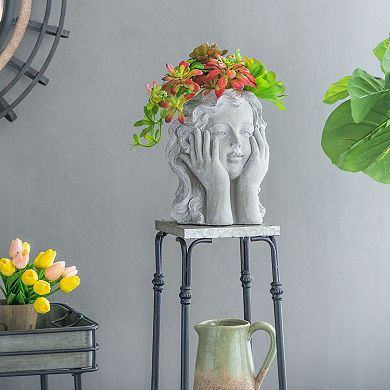 A&B Home Girl Statue Planter Table Decor