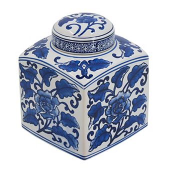 A&B Home Hand Painted Square Canister Table Decor